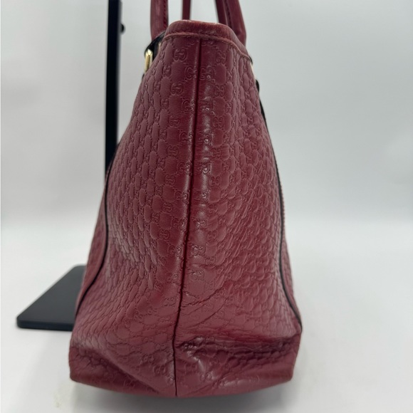 Auth Gucci Large Red Microguccisima Monogram Embossed Leather Joy Tote Bag Ex+ - Picture 7 of 16